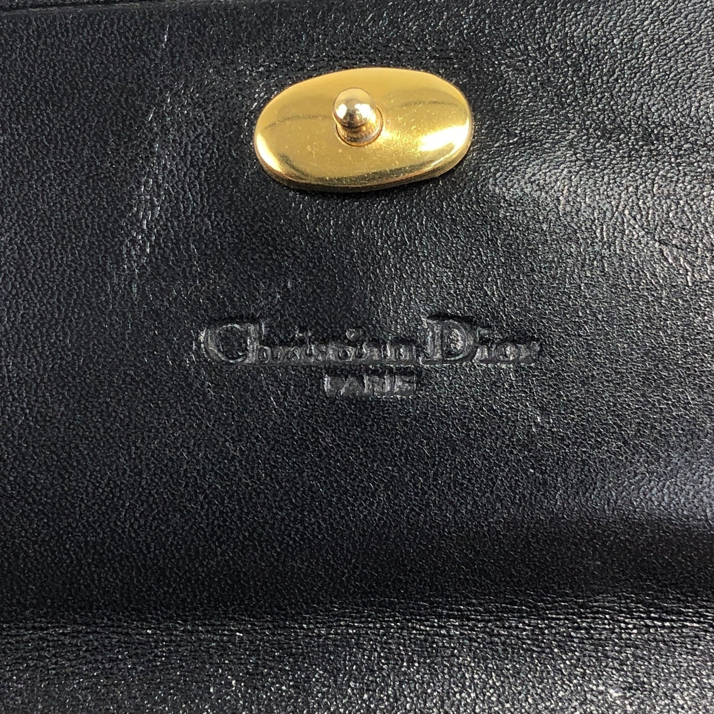 Christian Dior CD Logo Chain Shoulder bag Black Vintage iiv2uk