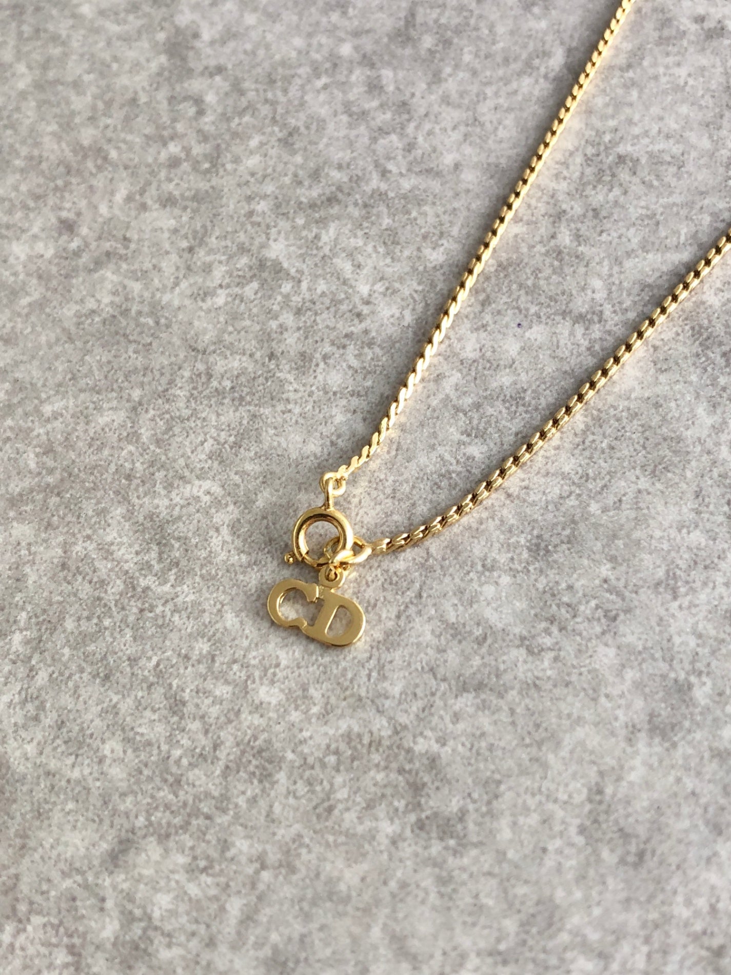 Christian Dior Heart Motif Rhinestone Necklace Gold Vintage z4hitf