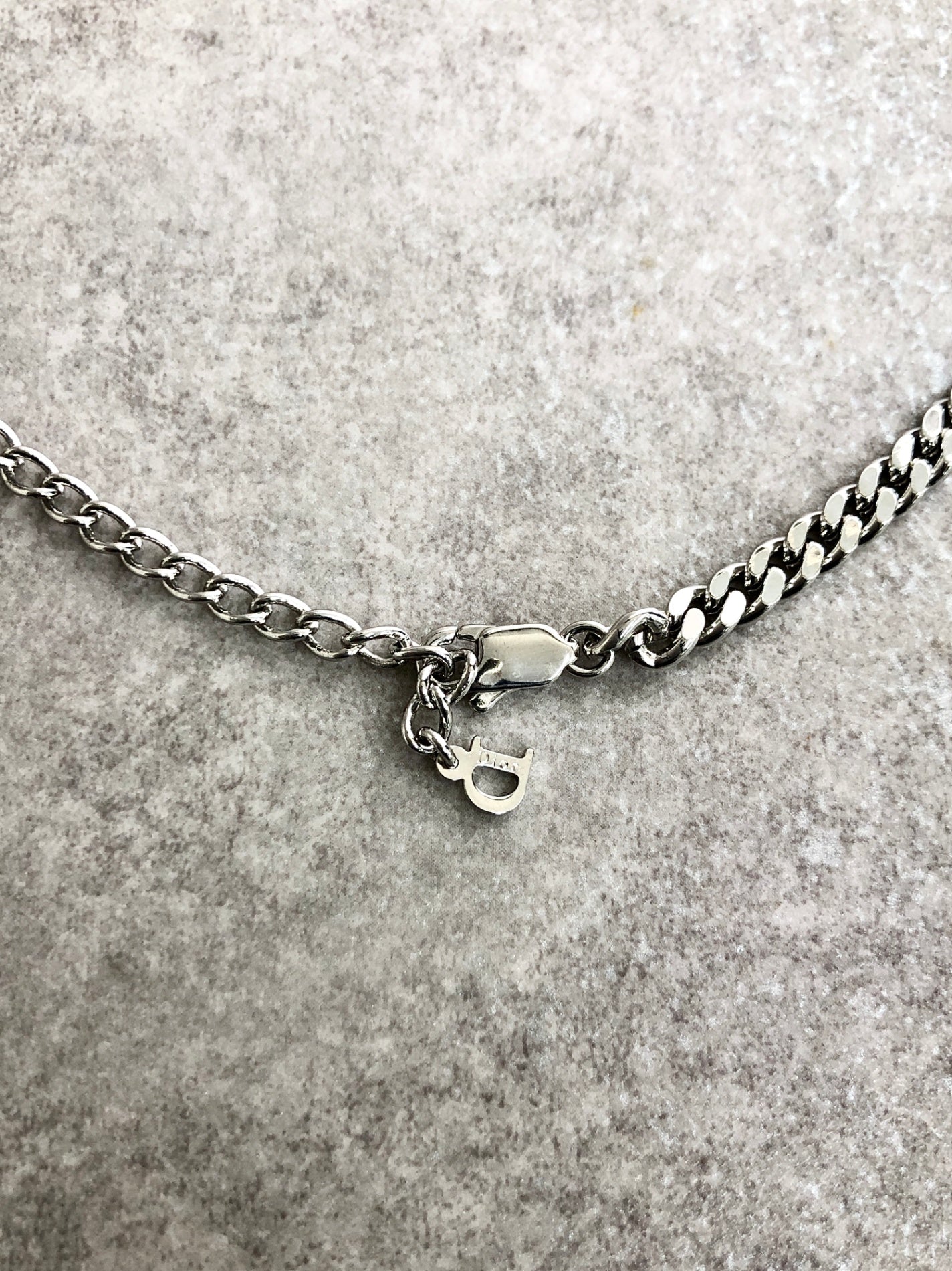 Christian Dior Logo Motif Necklace Silver Vintage ydrizh
