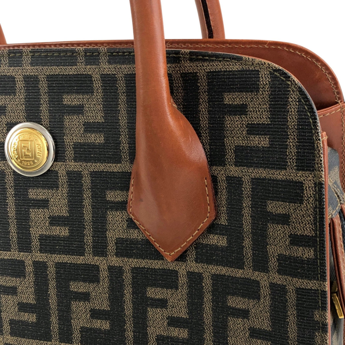 FENDI Zucca Logo Handbag Boston bag Brown Vintage ewdytc