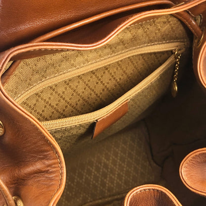 GUCCI Bamboo Turn Lock Double Pocket Backpack Brown Vintage sdazp3