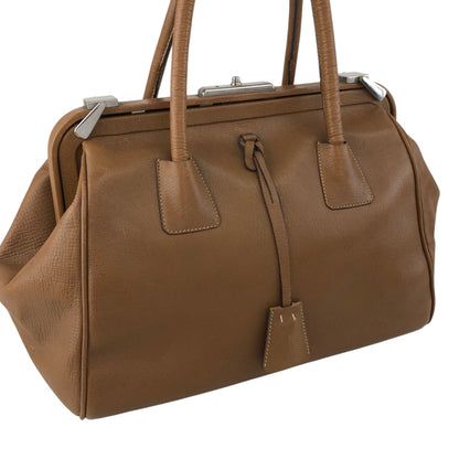 PRADA Metal Clasp Handbag Brown Vintage d6nuka