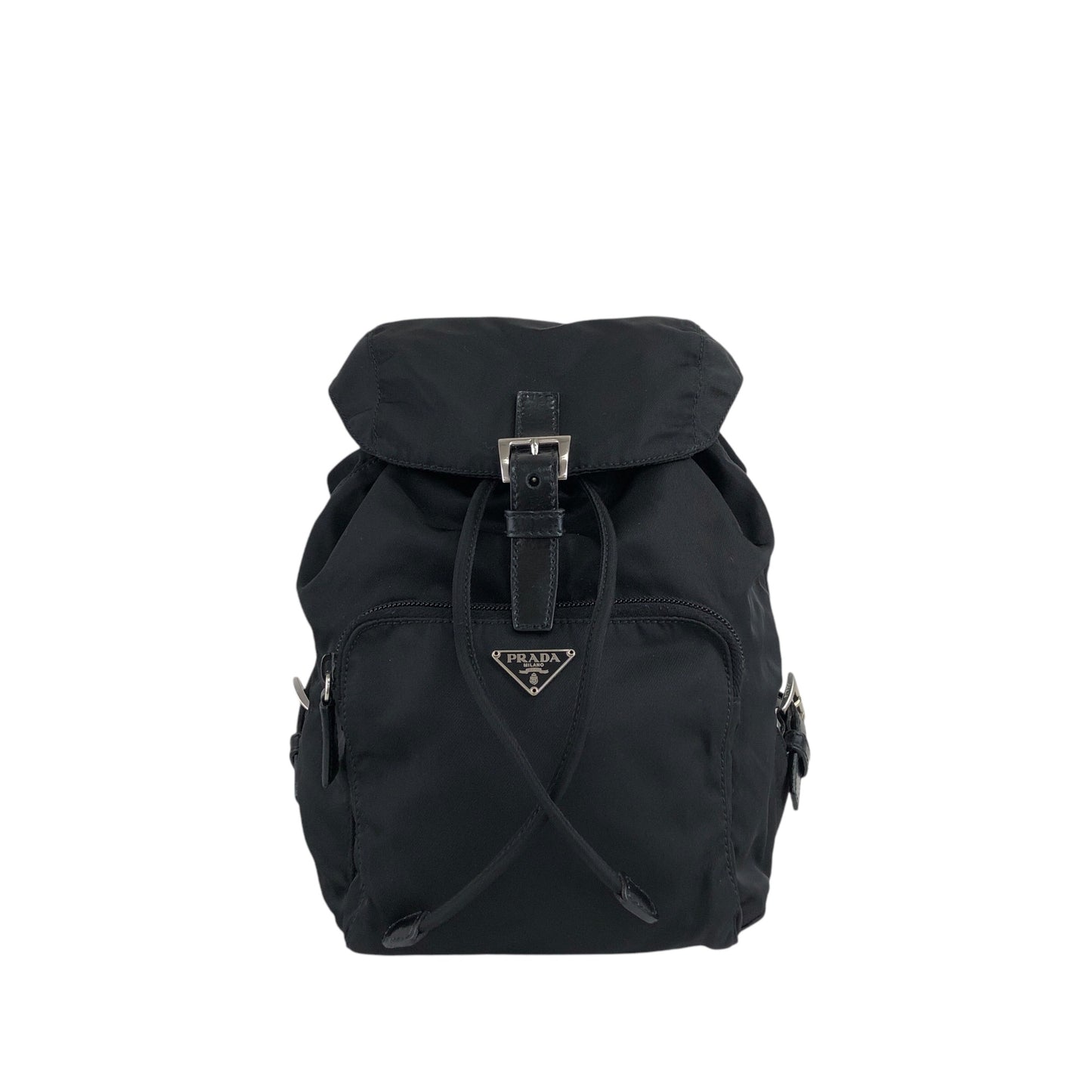 PRADA Triangle Logo Front Pocket Backpack Black Vintage wwwtfy