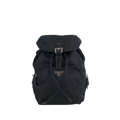 PRADA Triangle Logo Front Pocket Backpack Black Vintage wwwtfy