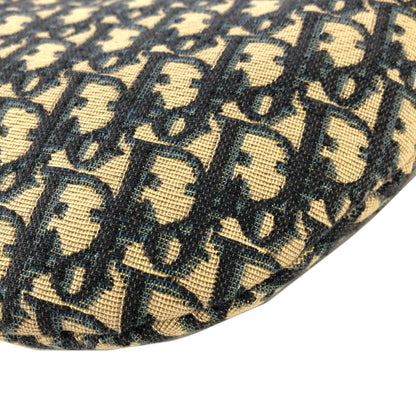 Christian Dior Trotter Jacquard Leather Shoulder bag Hobobag Navy Vintage wte43h