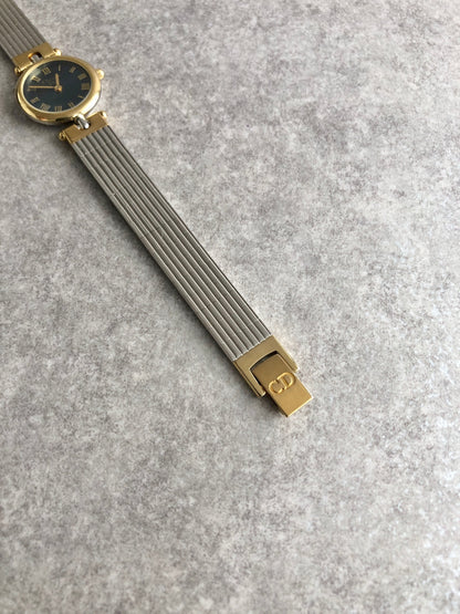 Christian Dior LogoVintage Quartz Watch Silver×Gold 3025 Vintage yhadhy