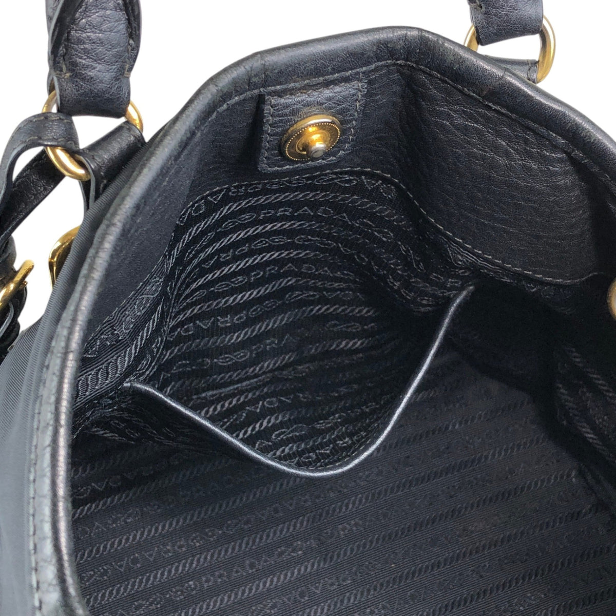 PRADA Triangle Logo Two-way Handbag Shoulder bag Black Vintage jun4wc