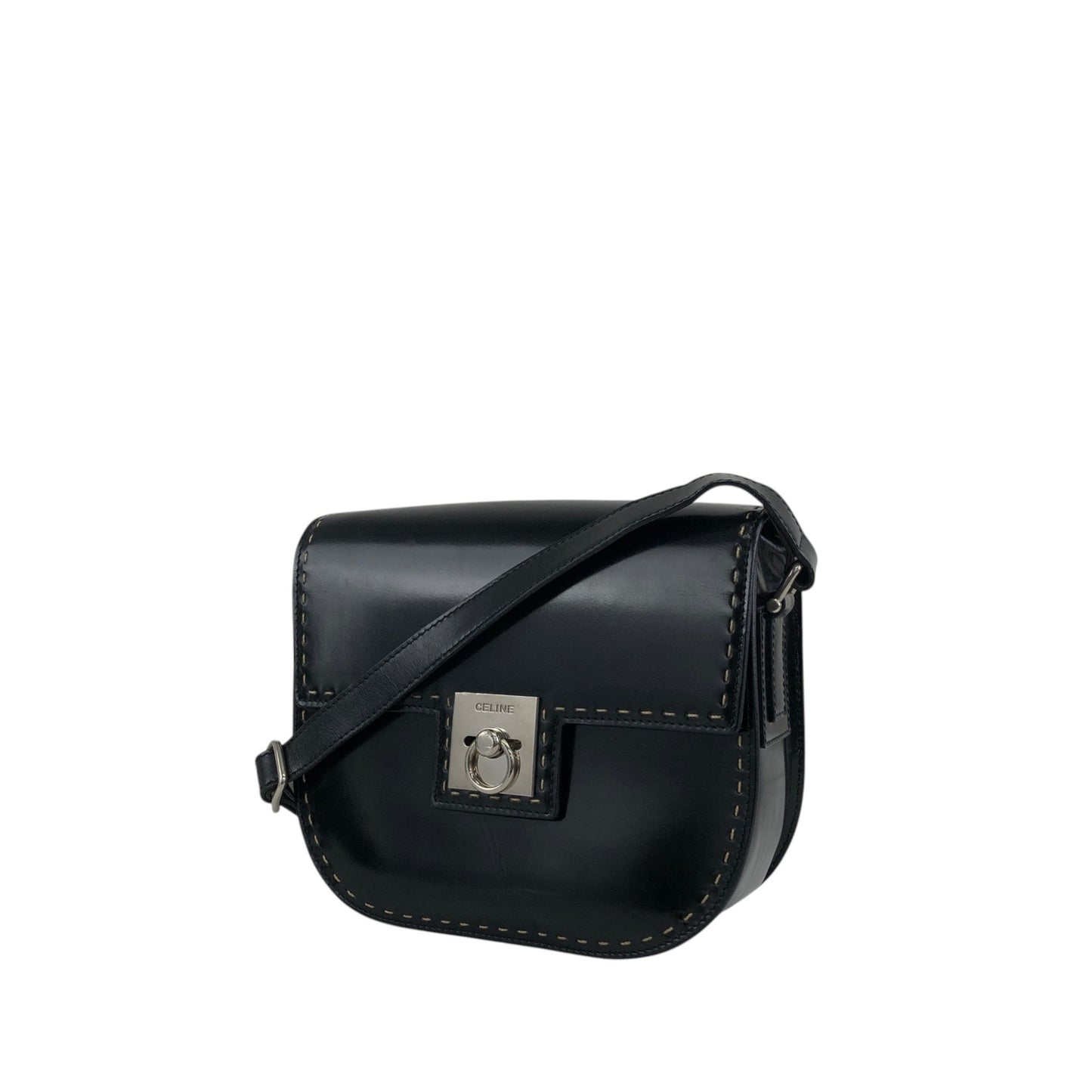 CELINE Gancini Shoulder bag Black Vintage ni2xww