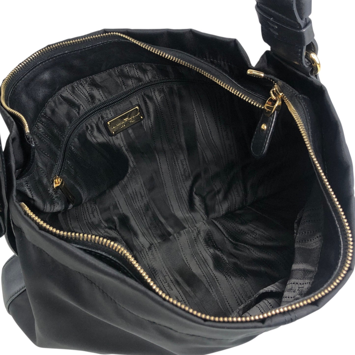 Salvatore Ferragamo Vala Ribbon Shoulder bag Hobobag Black Vintage j5vaua