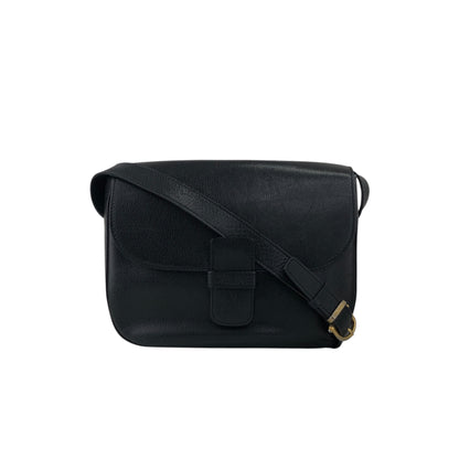 CELINE Logo Embossed Shoulder bag Black Vintage 4r7t24