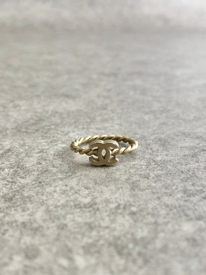 CHANEL Coco Mark Ring Gold Vintage whweu6
