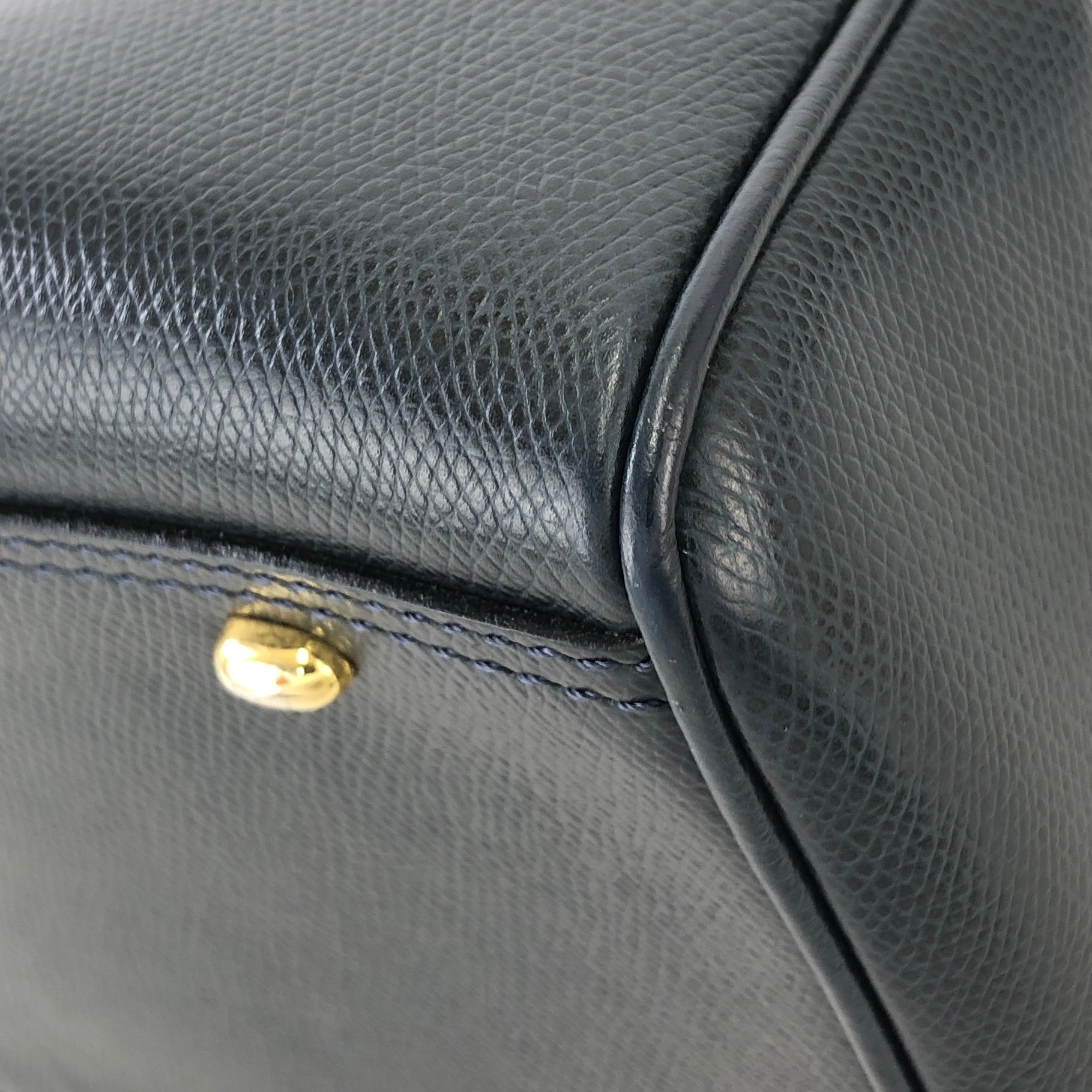 PRADA Embossed Logo Leather Boston bag Handbag Beige Vintage Old g78dhz