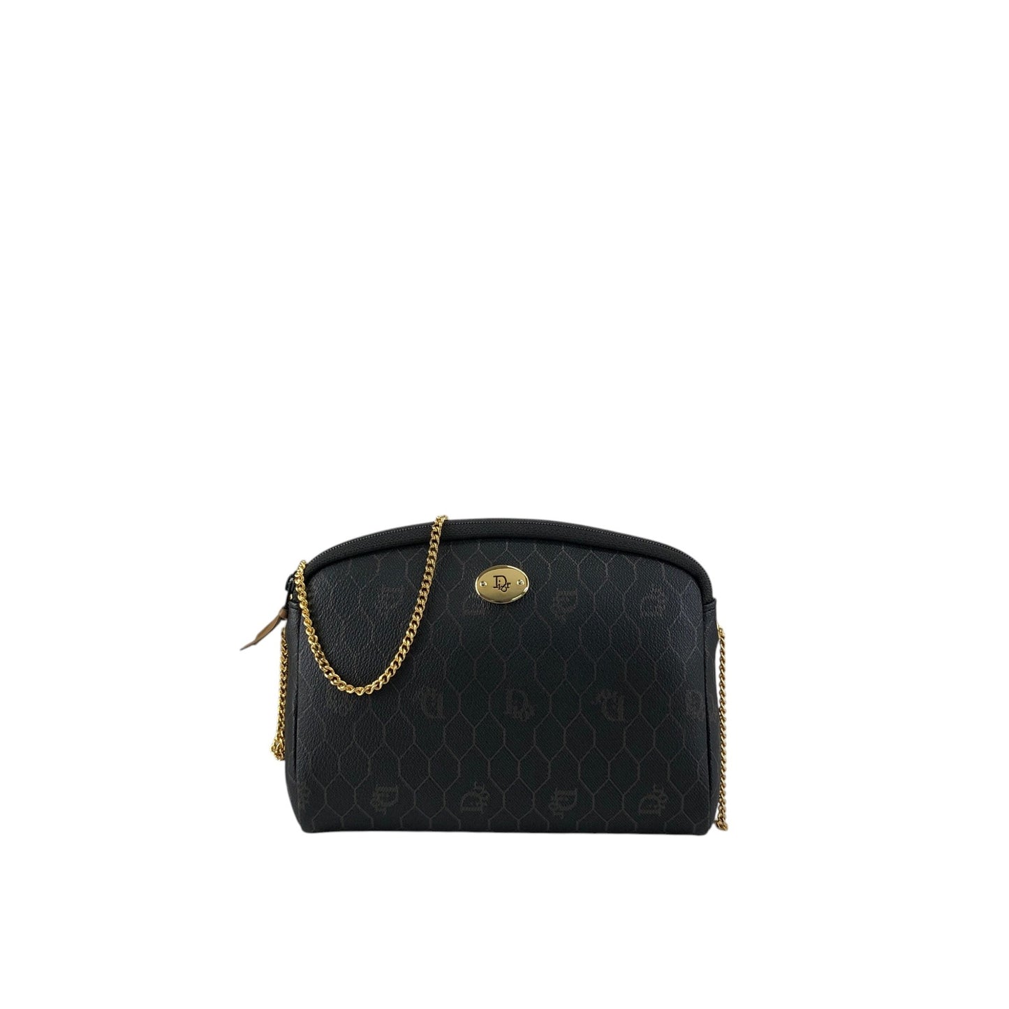 Christian Dior Honeycomb Pattern Chain Shoulder bag Black Vintage 3mnhcy