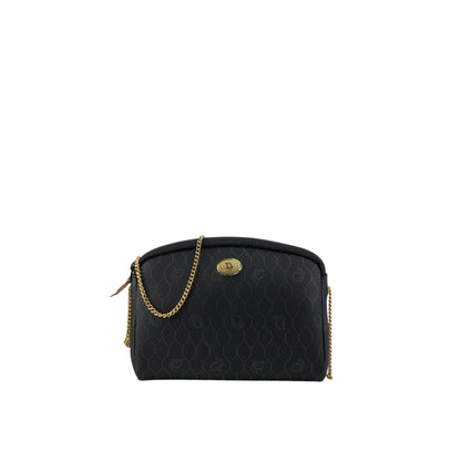 Christian Dior Honeycomb Pattern Chain Shoulder bag Black Vintage 3mnhcy