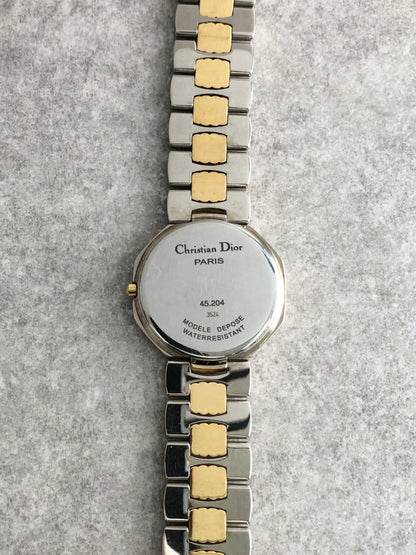 Christian Dior Logo Quartz Watch Silver×Gold 45.204 Vintage 7f63by