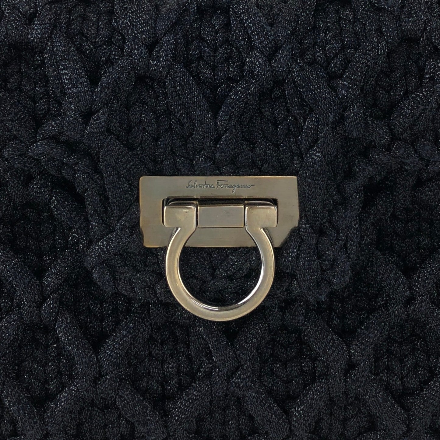 Salvatore Ferragamo Gancini Chain Shoulder bag Black Vintage phcpax