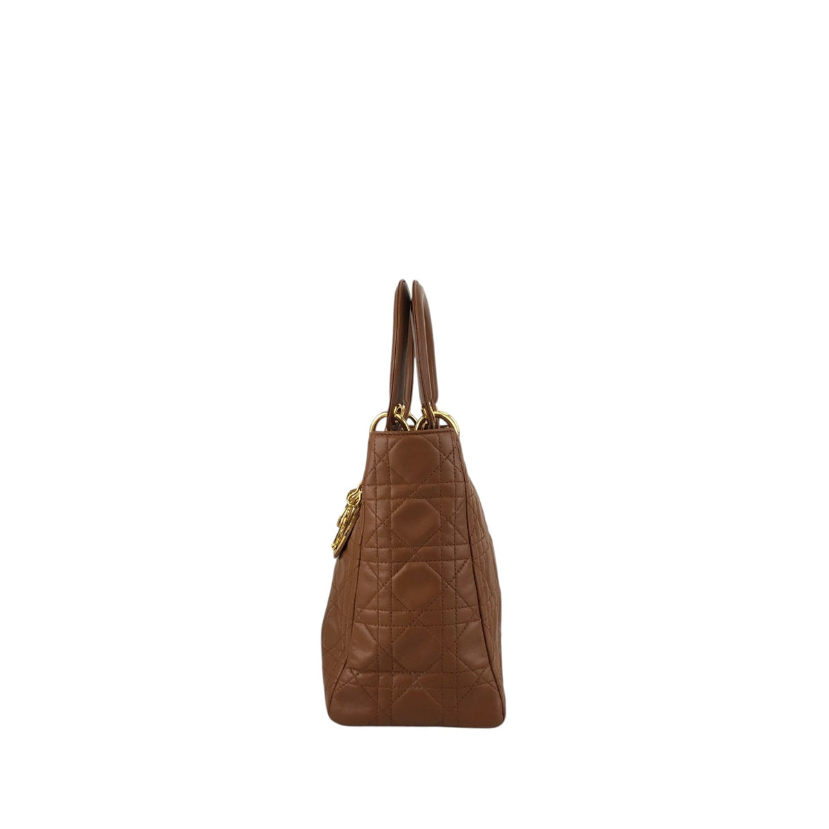 Christian Dior Lady Dior Cannage Logo Charm Two-way Handbag Shoulder bag Brown Vintage 5n4tvr