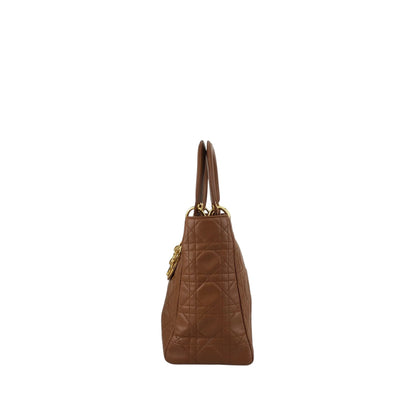 Christian Dior Lady Dior Cannage Logo Charm Two-way Handbag Shoulder bag Brown Vintage 5n4tvr