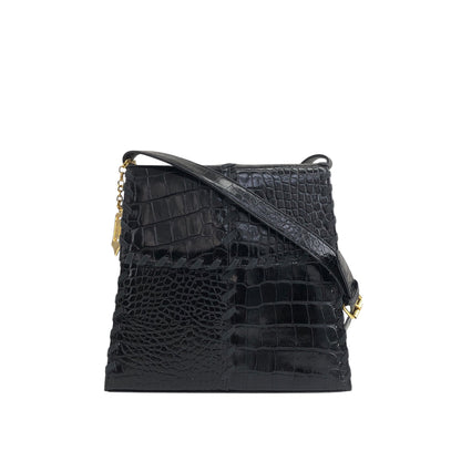 Yves Saint Laurent YSL Logo Charm Shoulder bag Black Vintage p7s3ib