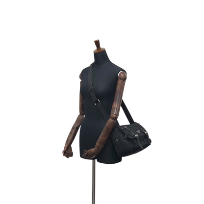 PRADA Tessuto Triangle Logo Shoulder bag Black Vintage t2gb5a