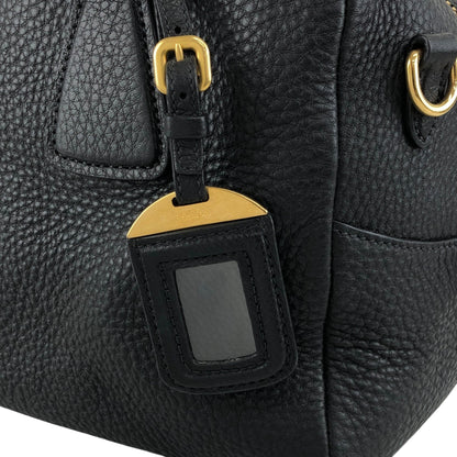 PRADA Logo Two-way Handbag Shoulder bag Black Vintage ws8uyb