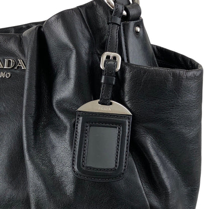 PRADA Logo Shoulder bag Hobobag Black Vintage pbitjd