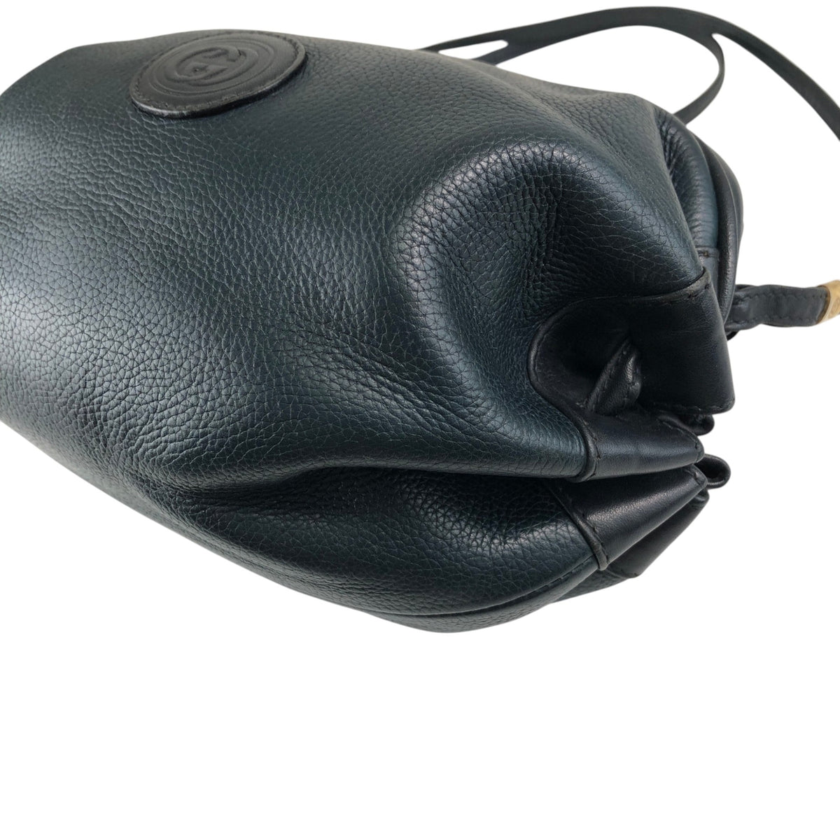 GUCCI Logo Embossed Shoulder bag Navy Vintage e4surv
