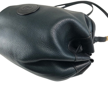 GUCCI Logo Embossed Shoulder bag Navy Vintage e4surv