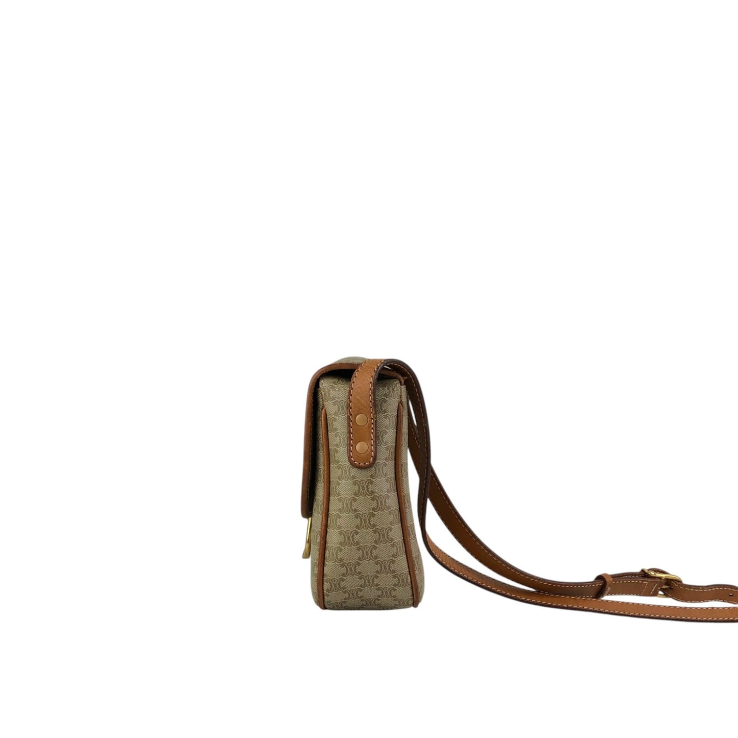 CELINE Macadam Horseshoe Small Shoulder bag Beige Vintage myw6bv
