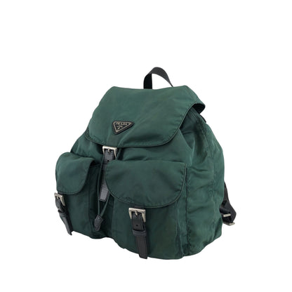 PRADA Triangle Logo Double Pocket  Backpack Green Vintage j7fkn5