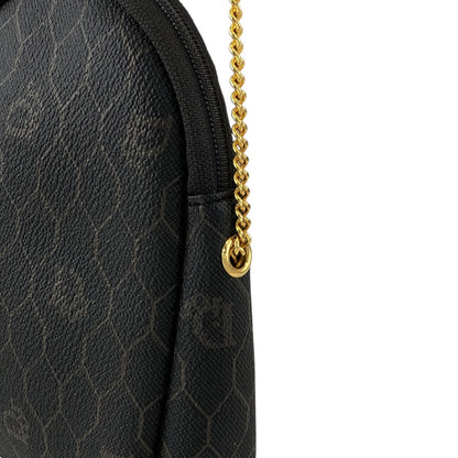 Christian Dior Honeycomb Pattern Chain Shoulder bag Black×Brown Vintage am6zmm