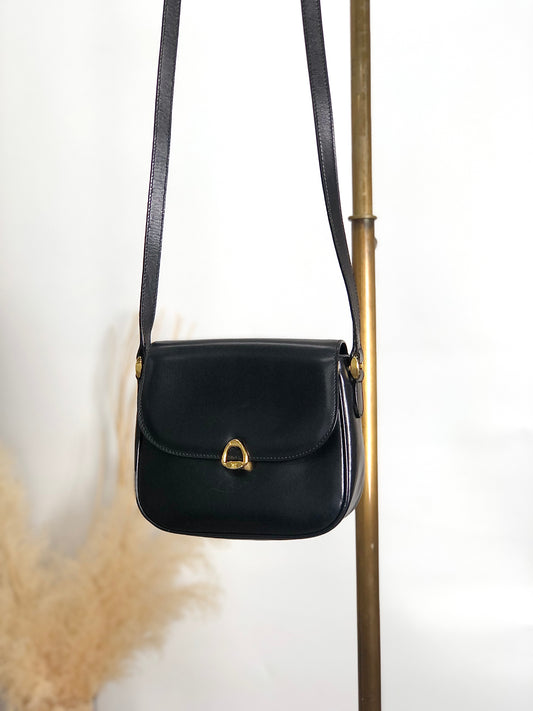 CELINE Horse Bit Shoulder bag Black Vintage h2xzmg