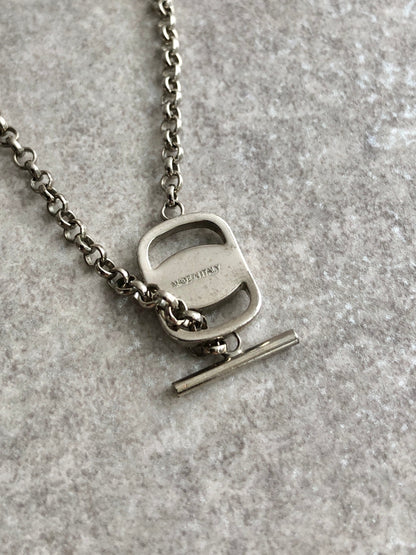 Salvatore Ferragamo Logo Necklace Silver Vintage dxhk76