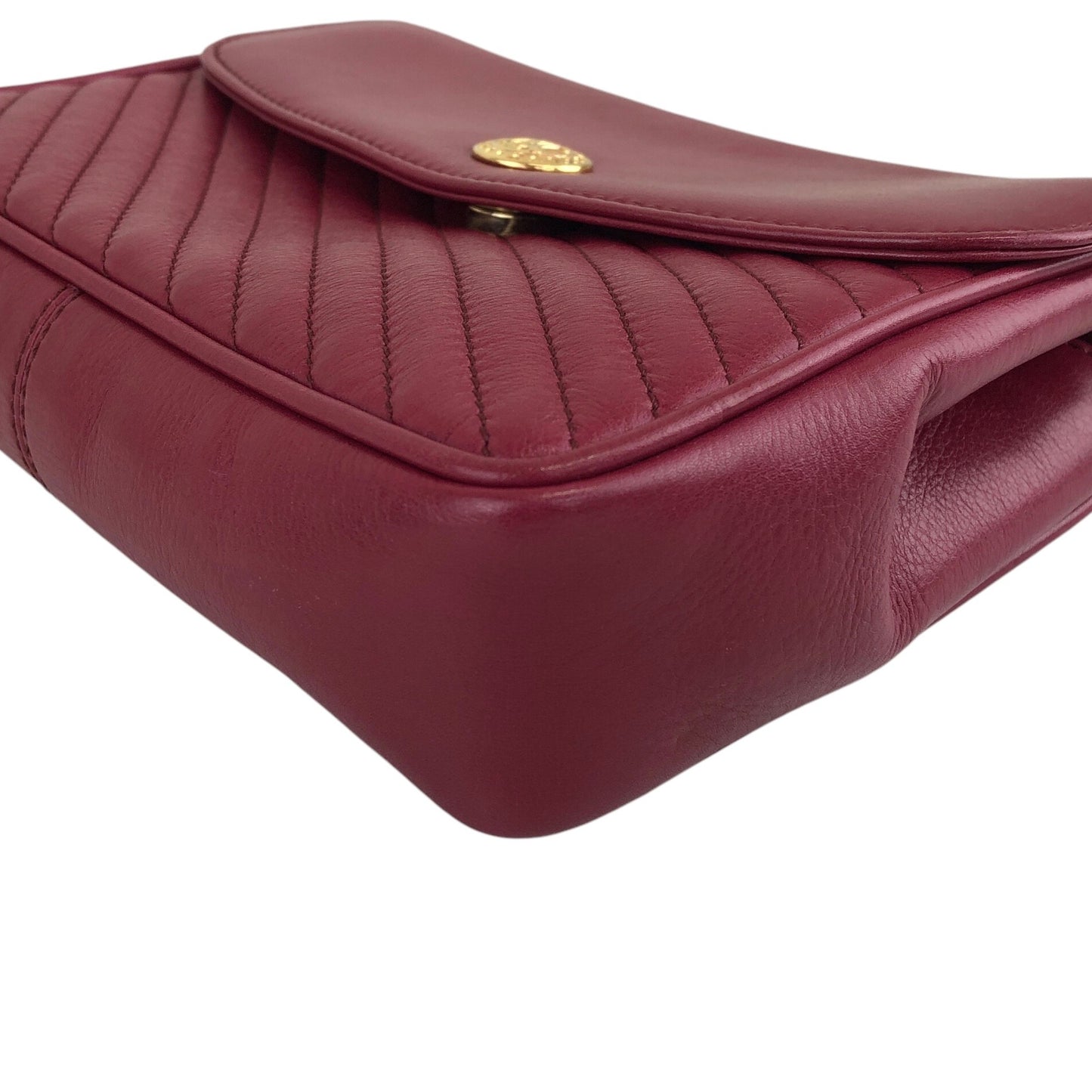 CELINE Blason Chain Shoulder bag Red Vintage vap3df