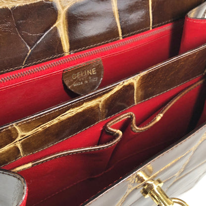 CELINE Gancini Handbag Brown Vintage bcfhg8