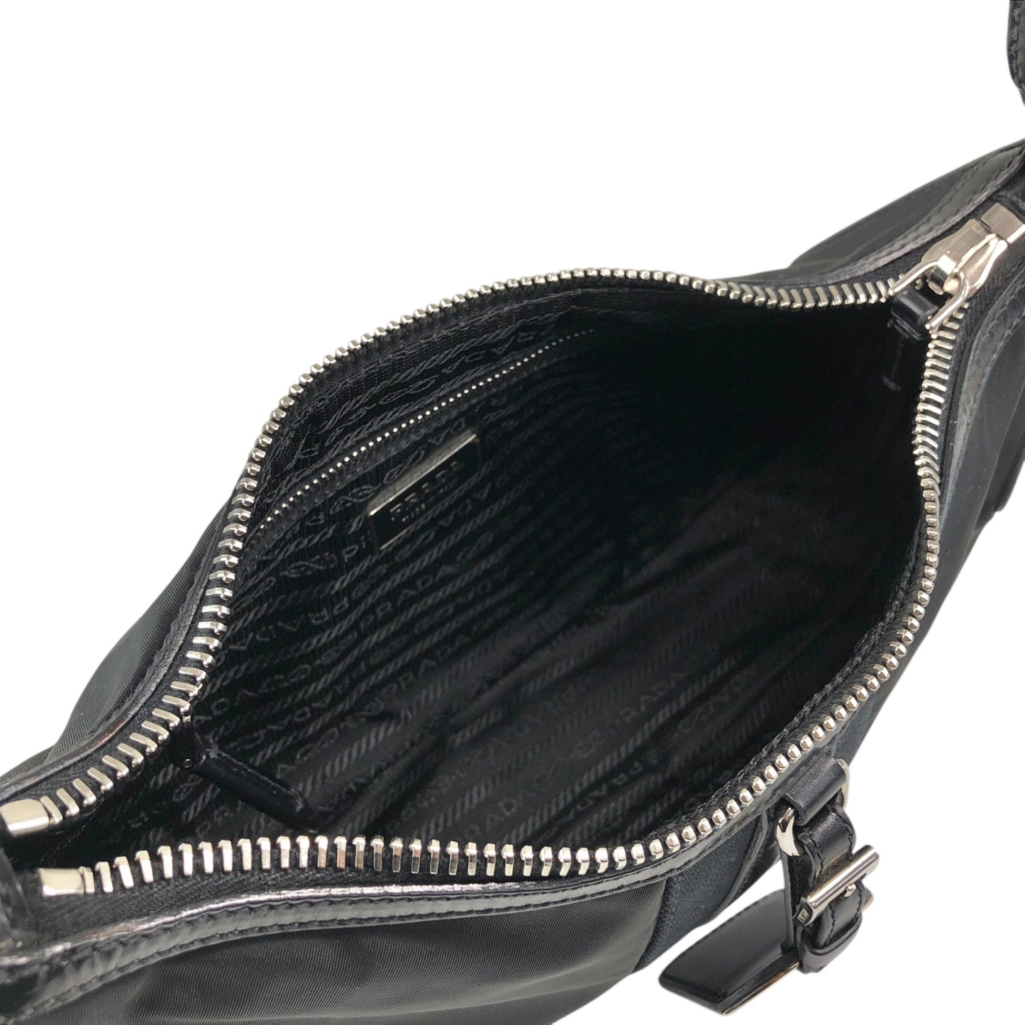 PRADA Triangle Logo   Shoulder bag Hobobag Black Vintage 4nfw5t