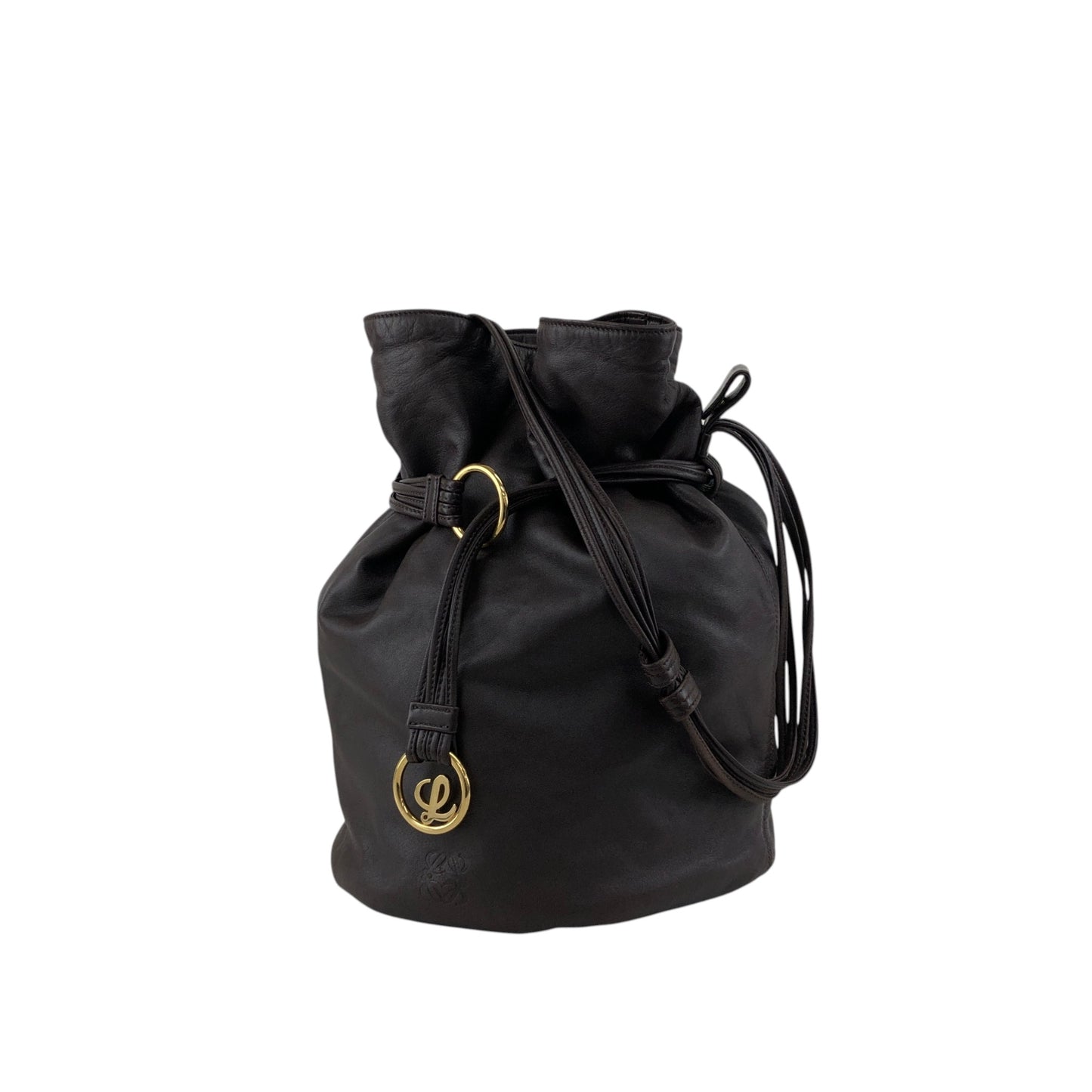 LOEWE Anagram Drawstring Shoulder bag Brown Vintage 7ep7z7