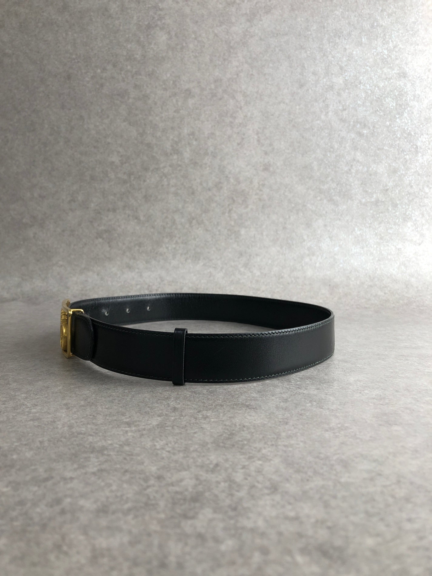 CELINE Horse Carriage Belt Black Vintage 4tryf3