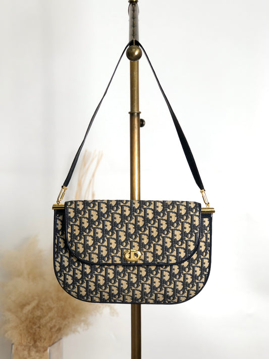Christian Dior Trotter Shoulder bag Navy Vintage 2xwr2a