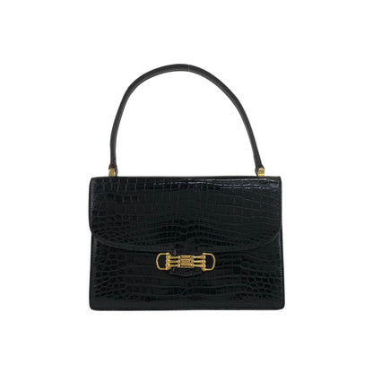 CELINE Horse Bit Handbag Black Vintage 4mkifm