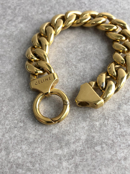 CELINE Logo Chain Bracelet Gold Vintage 3iad2y