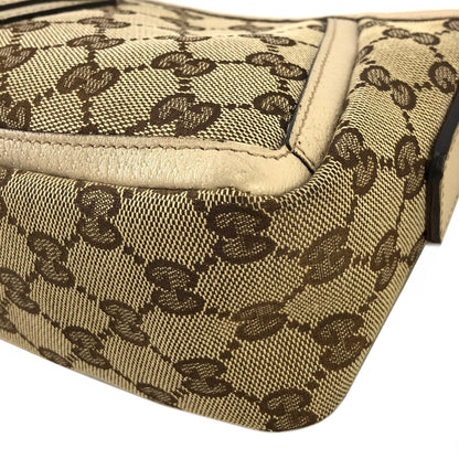 GUCCI GG Canvas Abbey Canvas Leather Handbag Hobobag Beige Vintage 4sabsd