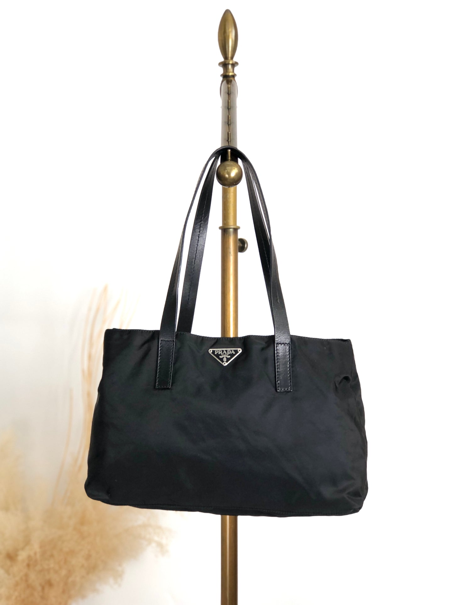 PRADA Tessuto Triangle Logo Totebag Black Vintage m6zub7