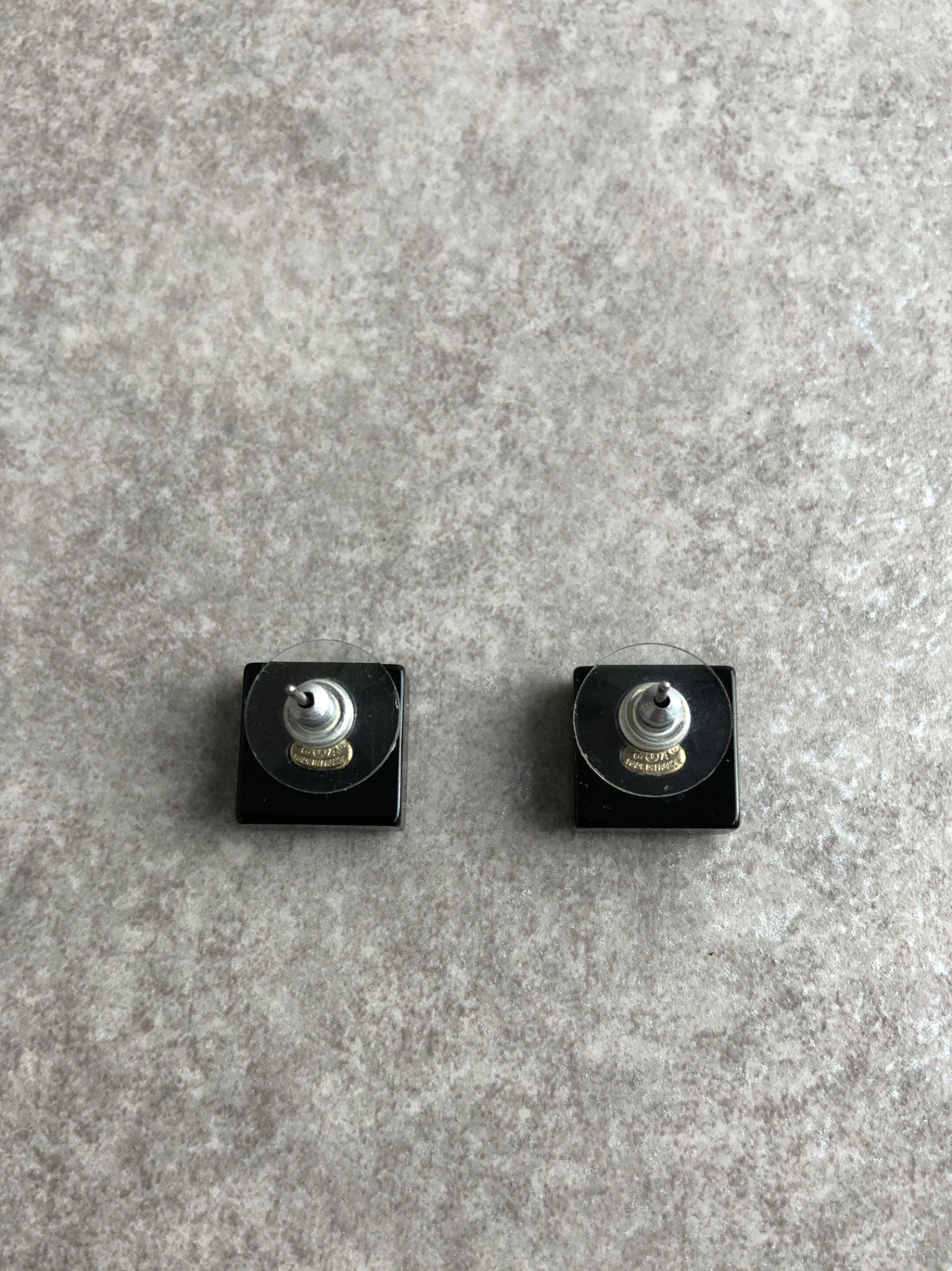 CHANEL Coco Mark Stone Pierced Black Vintage yg33jb