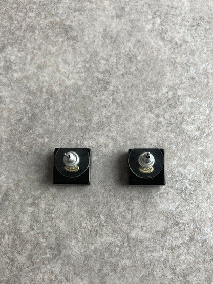 CHANEL Coco Mark Stone Pierced Black Vintage yg33jb