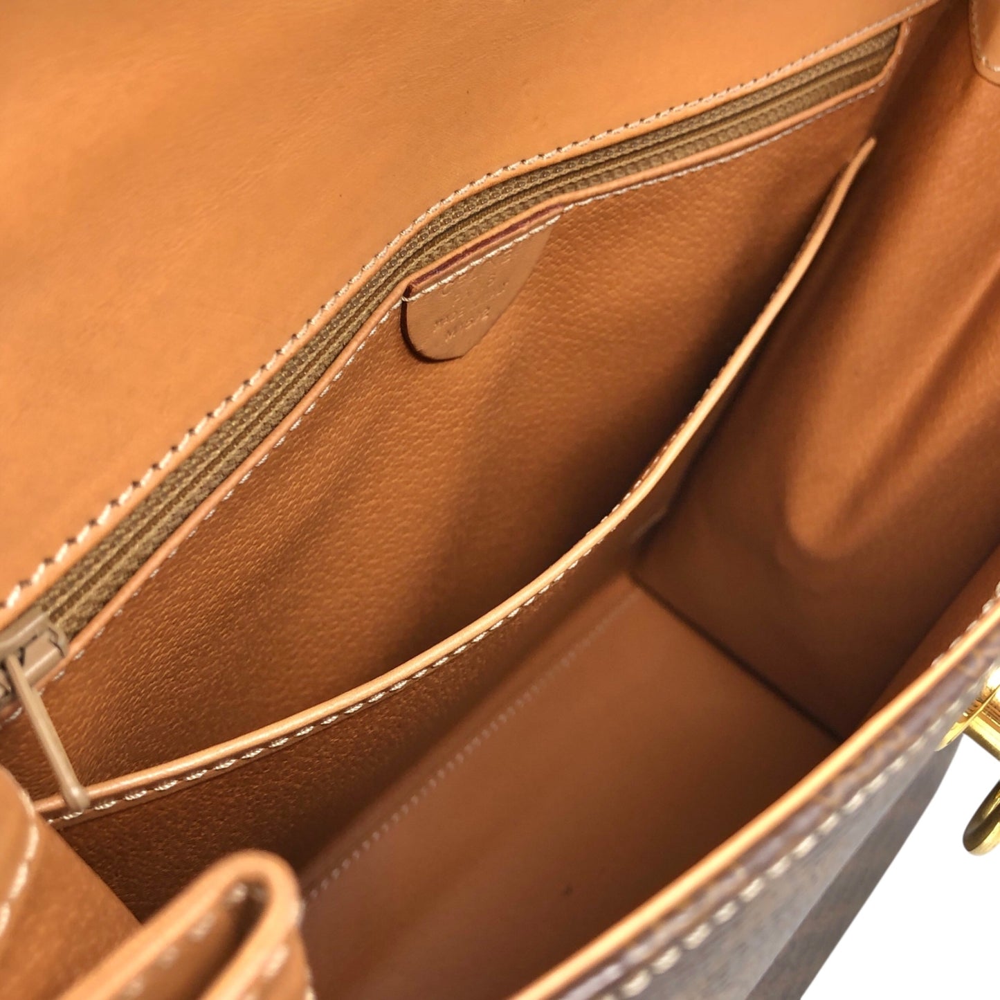 CELINE Macadam Gancini Top Handle Handbag Brown Vintage b7vuin