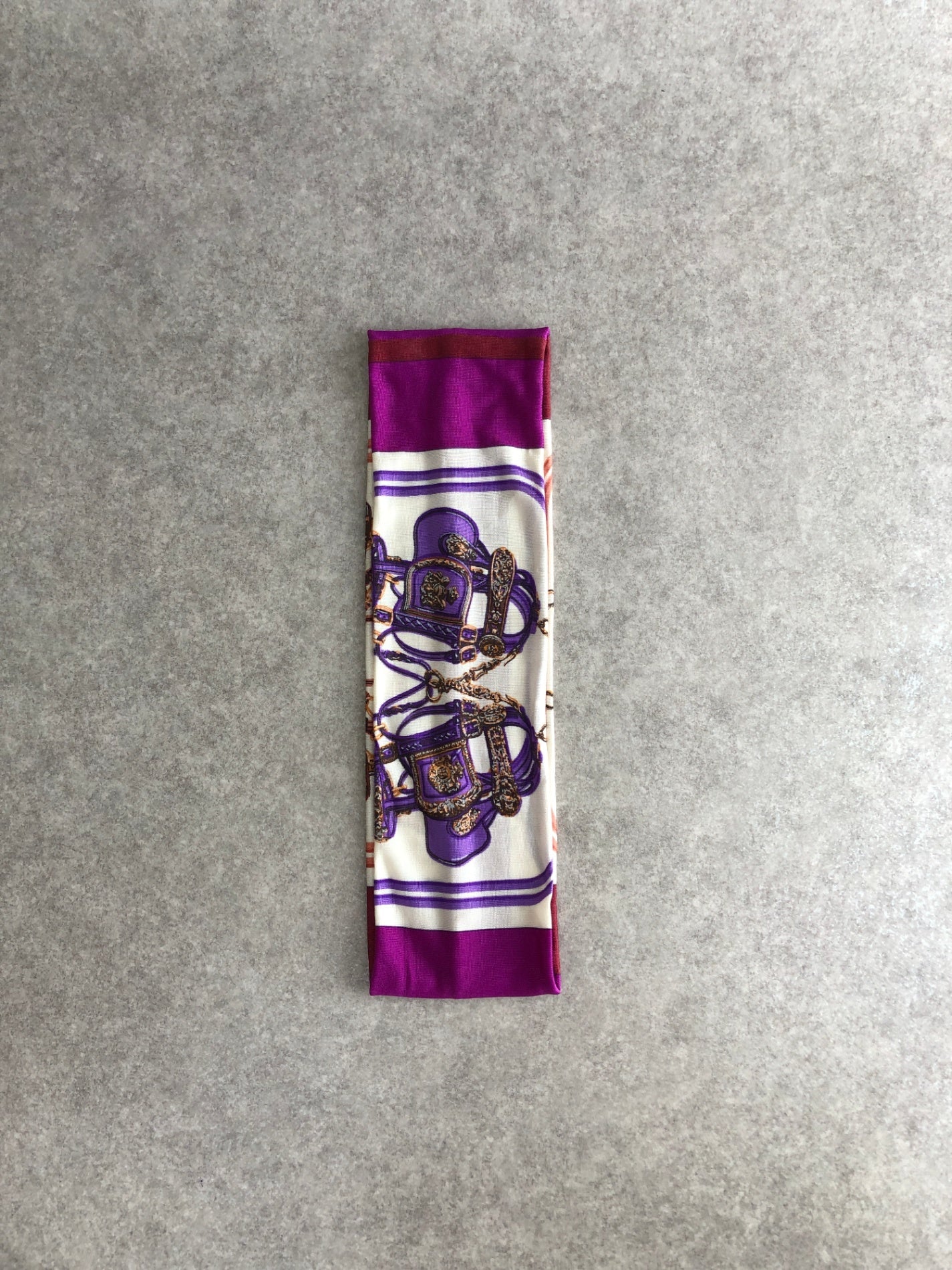 HERMES Silk Headband Purple BRIDES DE GALA Vintage dnswe2