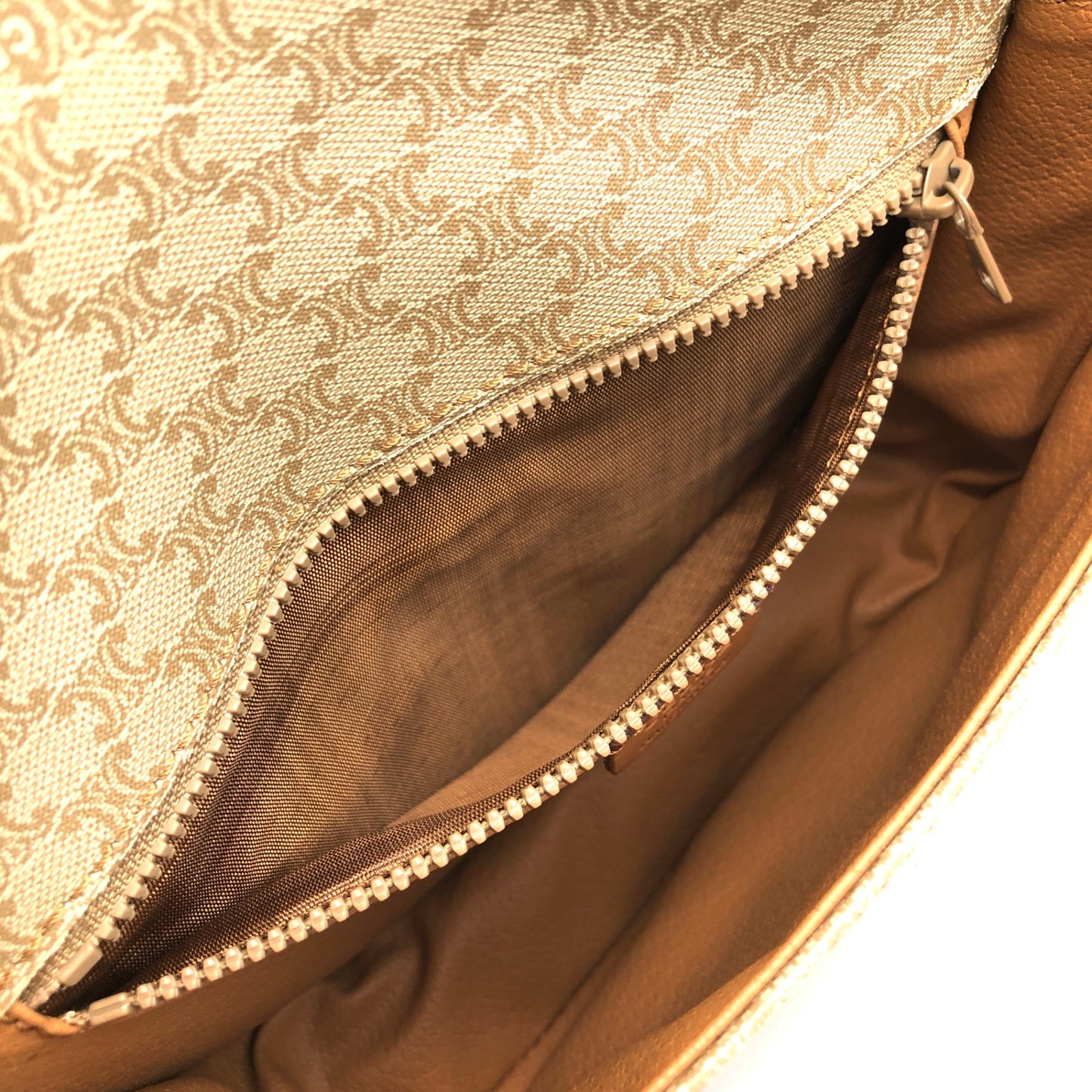 CELINE Macadam Front Buckle Shoulder bag Beige Vintage dw7z6k