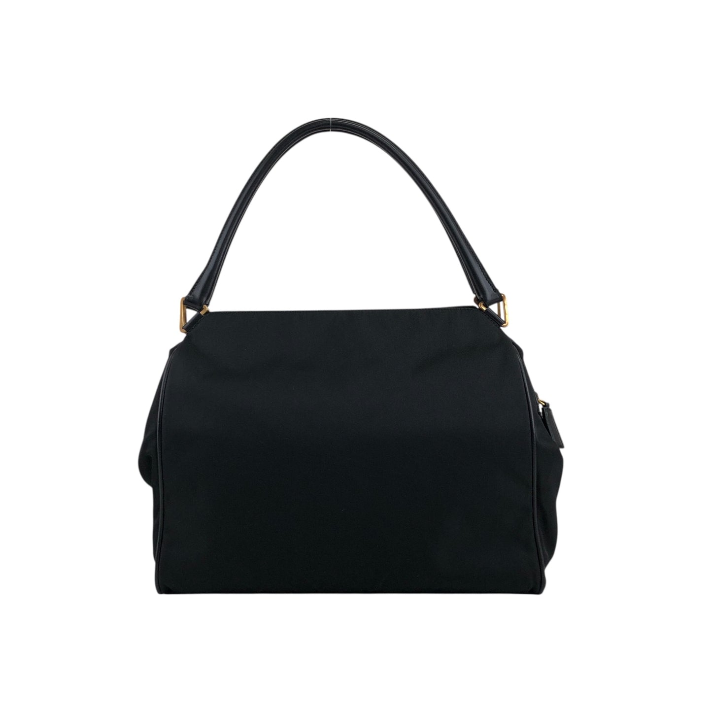 PRADA Tessuto Triangle Logo Handbag Black Vintage ahnen6