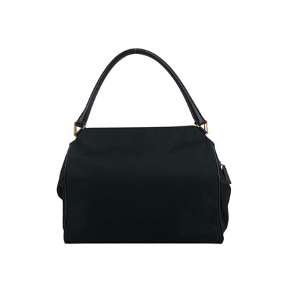 PRADA Tessuto Triangle Logo Handbag Black Vintage ahnen6